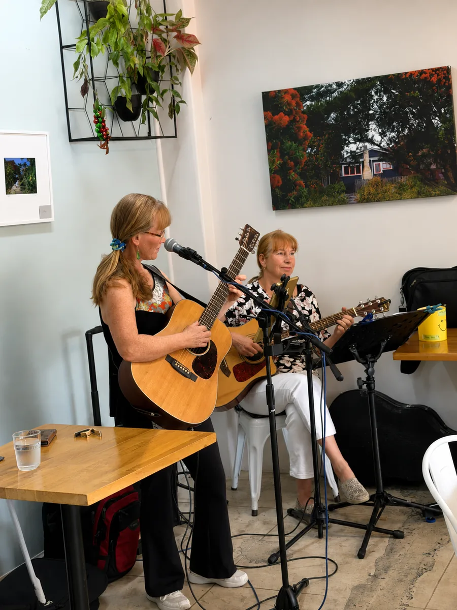 Live acoustic music performance inside Kitchen Republic Cafe