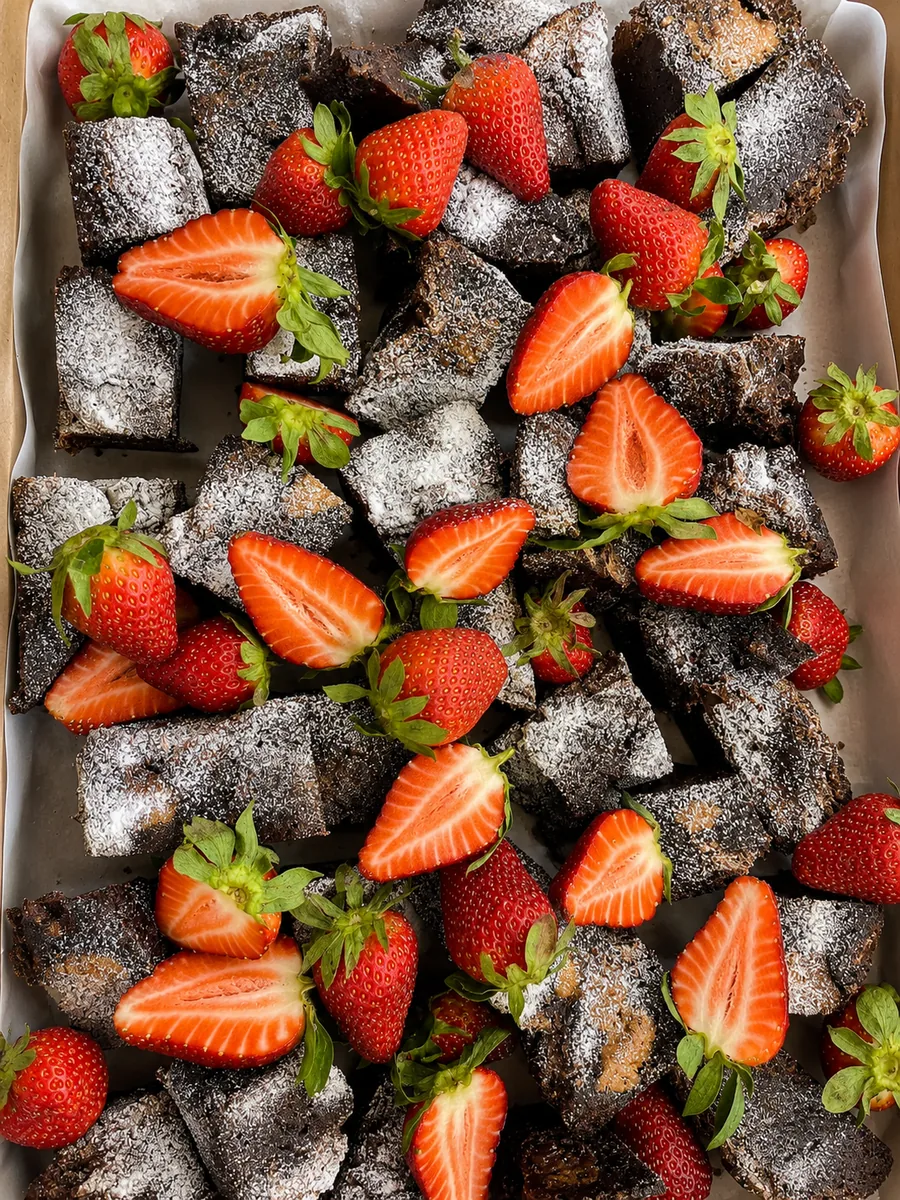 Chocolate slices topped with strawberries