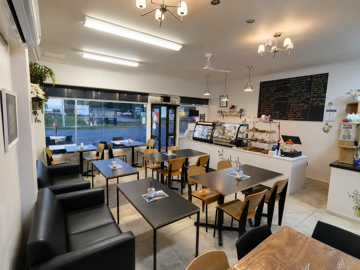 Dining room and cabinet counter inside Kitchen Republic Cafe